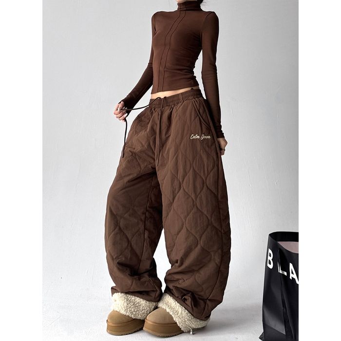 ボアトリム キルティング ワイドパンツ 10002