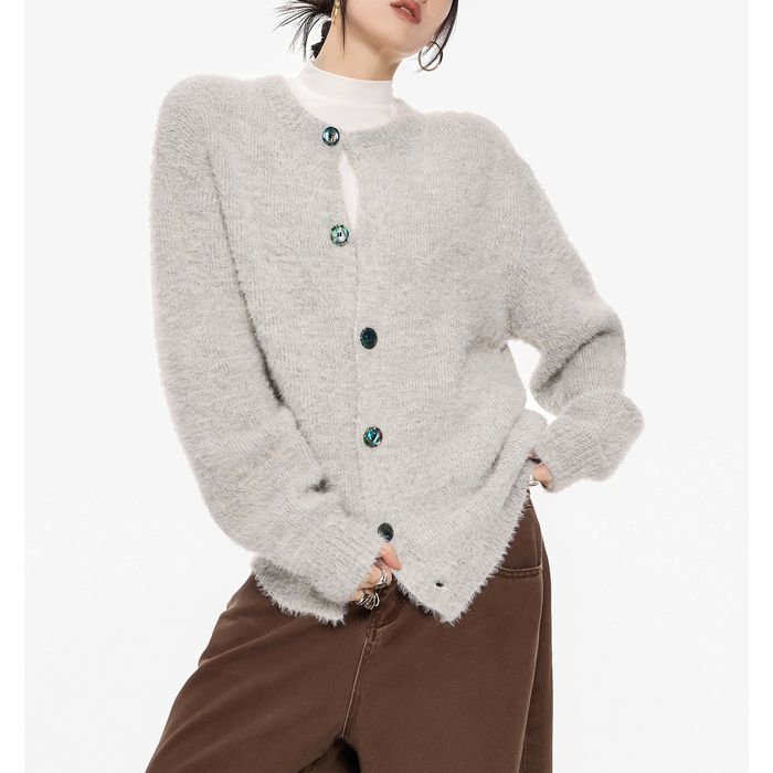 コントラストボタン カーディガン 10097