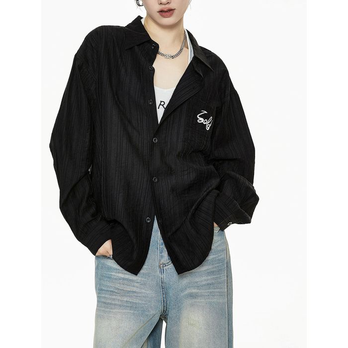 ロゴ刺繍 シア―シャツ 10096