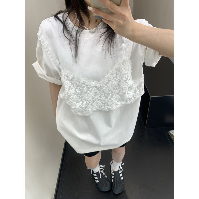 レースキャミ レイヤード Tシャツ 10081