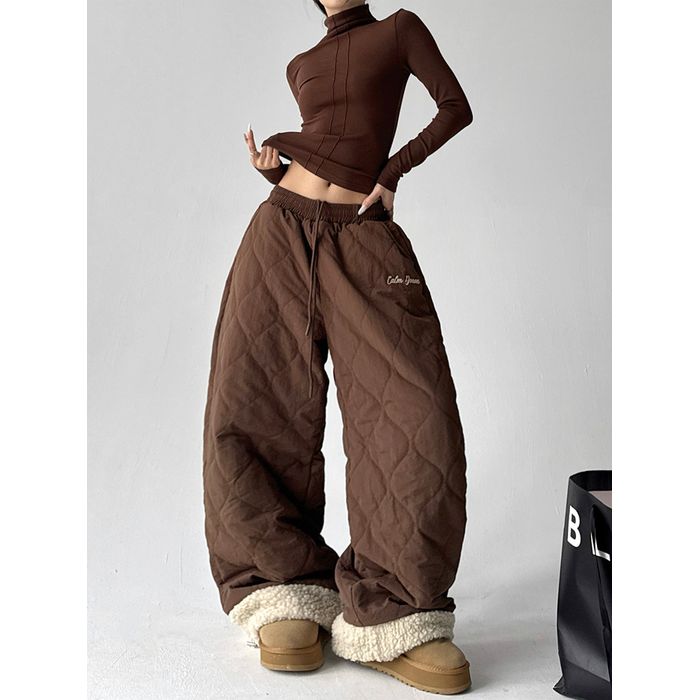 ボアトリム キルティング ワイドパンツ 10002