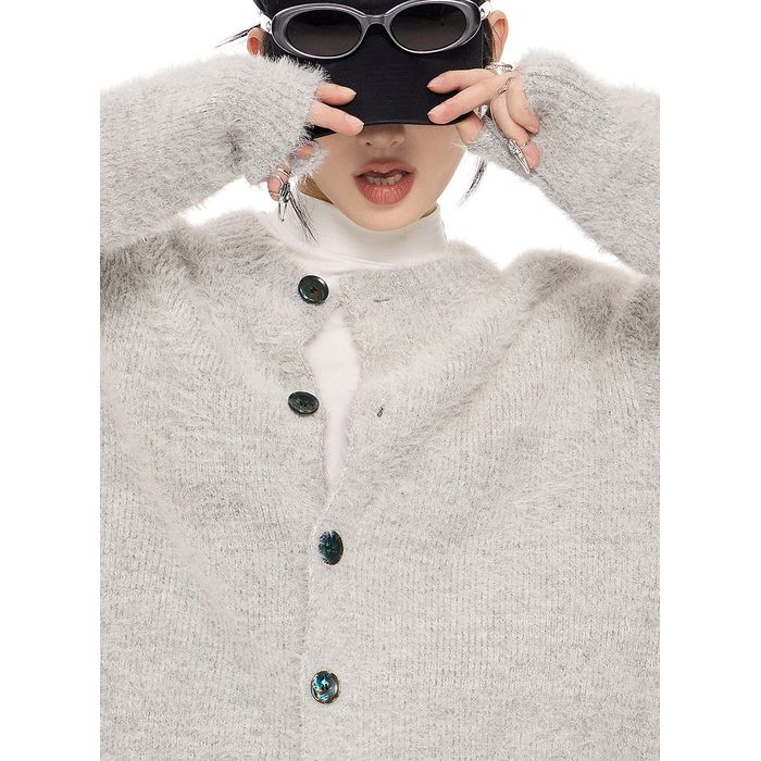 コントラストボタン カーディガン 10097