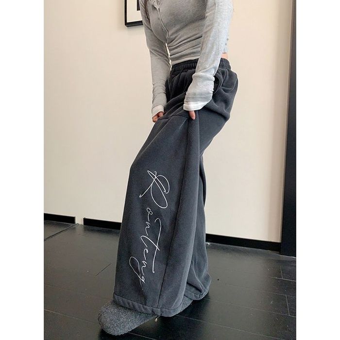 ロゴ刺繍 ワイドパンツ 10024