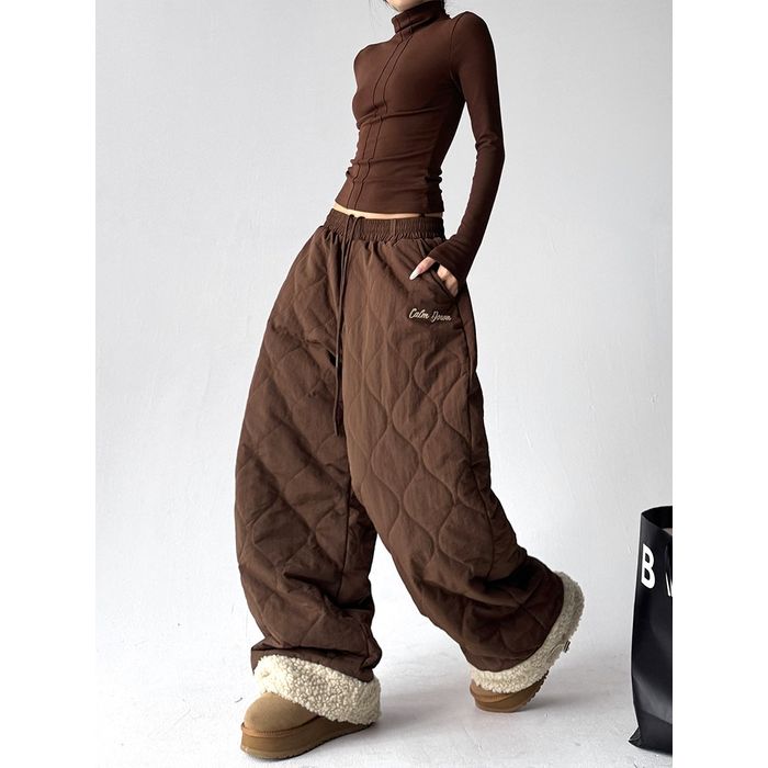ボアトリム キルティング ワイドパンツ 10002