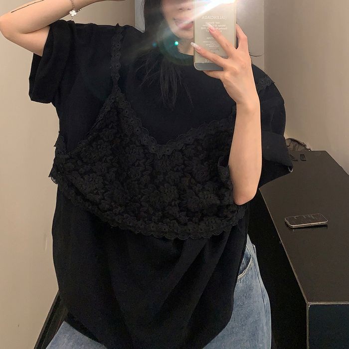 レースキャミ レイヤード Tシャツ 10081