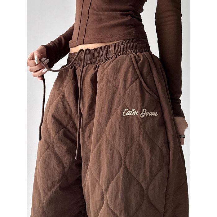 ボアトリム キルティング ワイドパンツ 10002