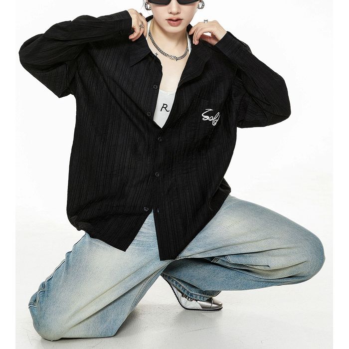 ロゴ刺繍 シア―シャツ 10096