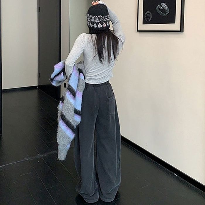 ロゴ刺繍 ワイドパンツ 10024