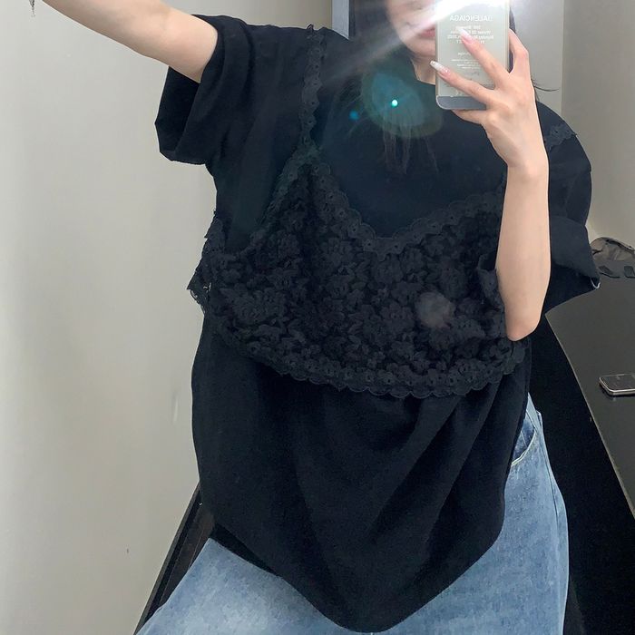 レースキャミ レイヤード Tシャツ 10081