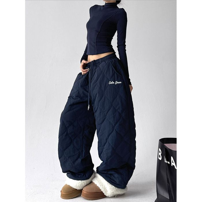 ボアトリム キルティング ワイドパンツ 10002