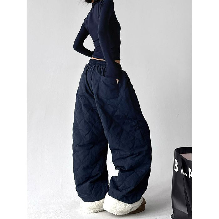 ボアトリム キルティング ワイドパンツ 10002