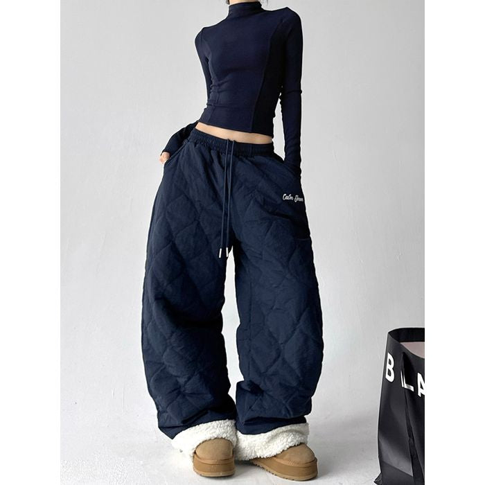 ボアトリム キルティング ワイドパンツ 10002