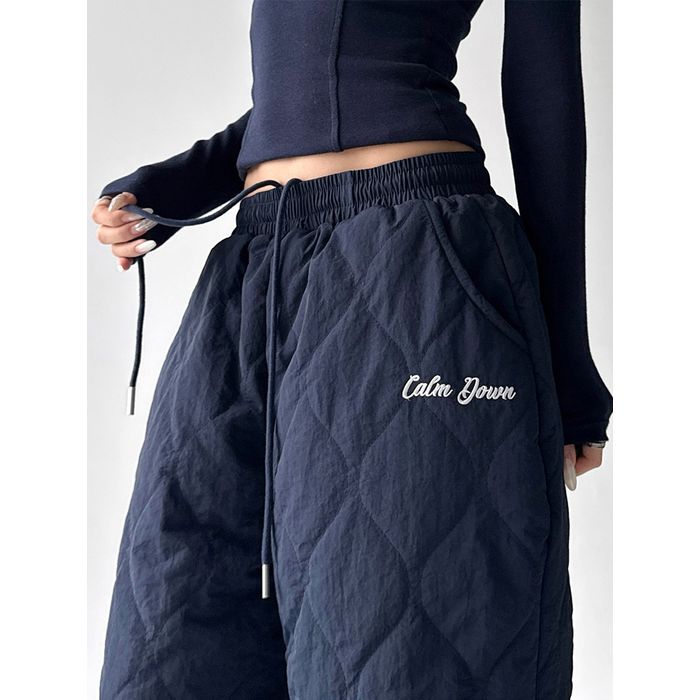 ボアトリム キルティング ワイドパンツ 10002