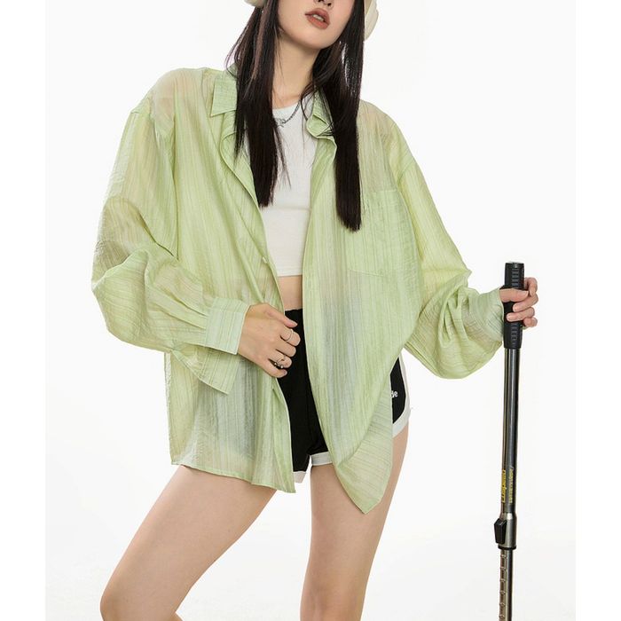 オーバーサイズ シア―シャツ 10095