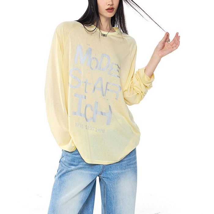 ロゴプリント 長袖Tシャツ 10107