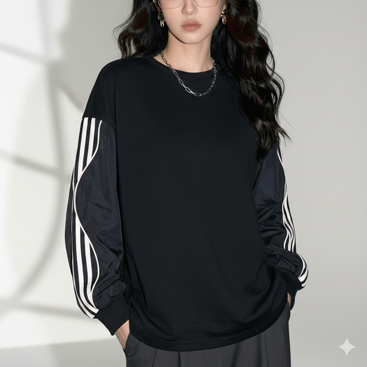 ストライプスリーブ プルオーバー 10011