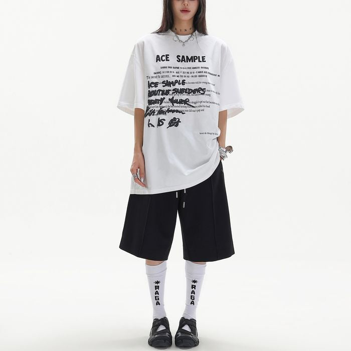 SAMPLEプリント オーバーサイズTシャツ 10197