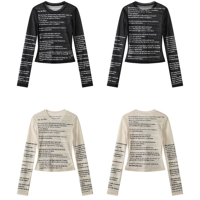 英字プリント シア― 長袖Tシャツ 10167