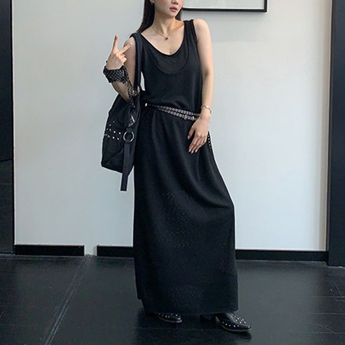 レイヤードデザイン ノースリーブワンピース 10223