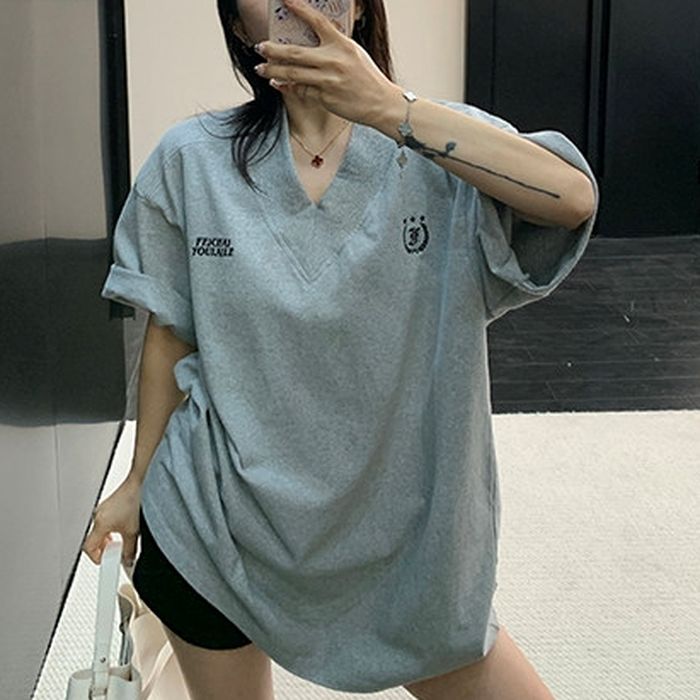 Vネック オーバーサイズTシャツ 10227