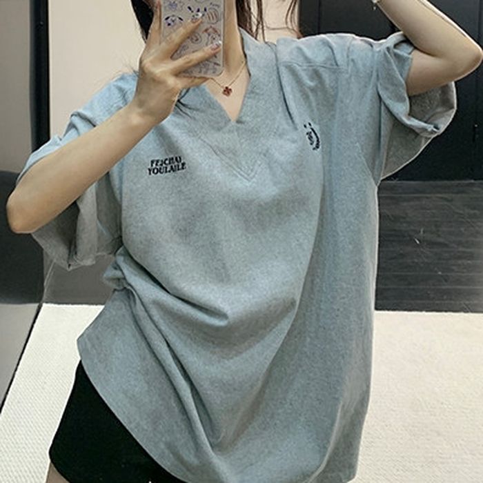 Vネック オーバーサイズTシャツ 10227