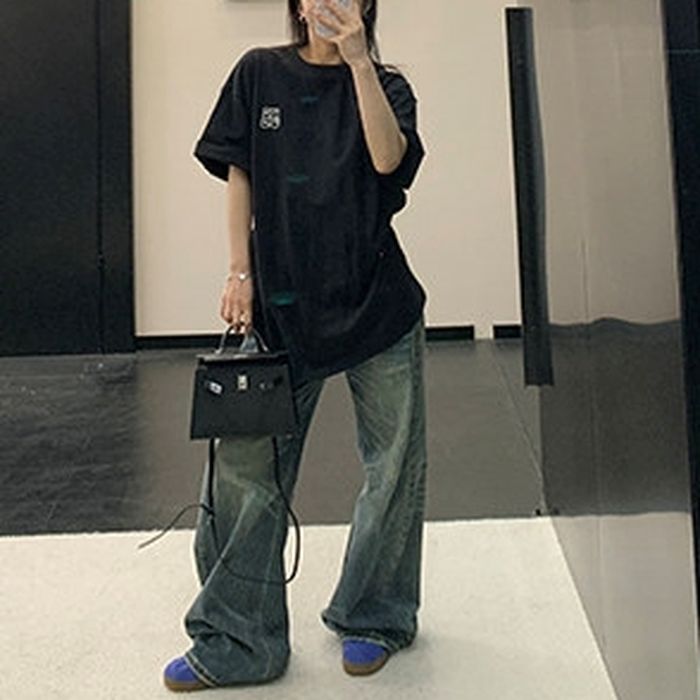 刺繍入り オーバーサイズ Tシャツ 10170
