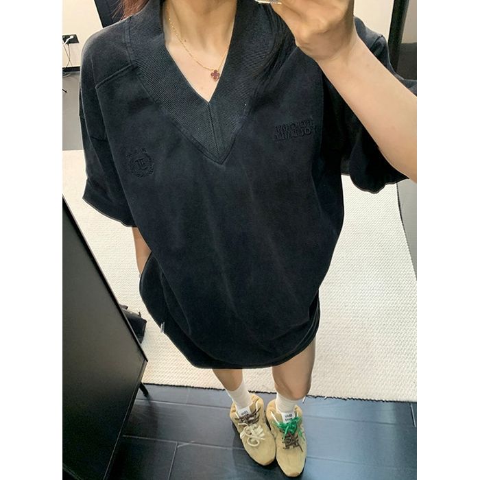 Vネック オーバーサイズTシャツ 10227