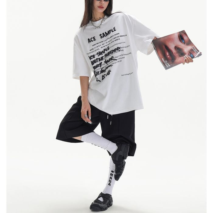 SAMPLEプリント オーバーサイズTシャツ 10197