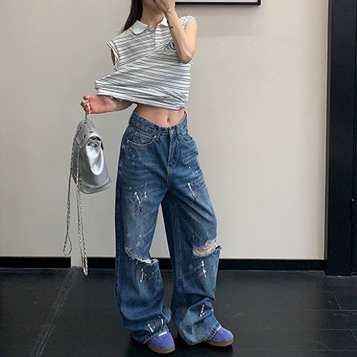 ペイント加工 ダメージジーンズ 10218