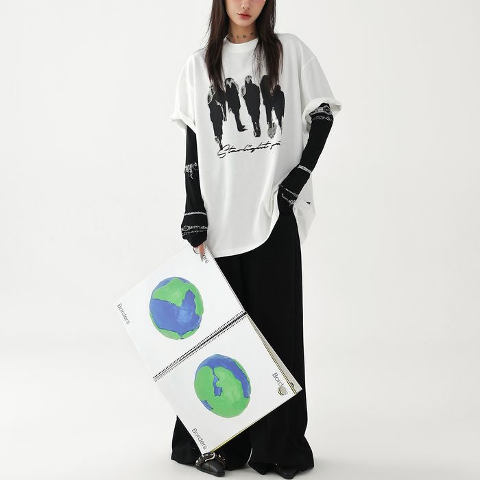 アートプリント オーバーサイズ Tシャツ 10143