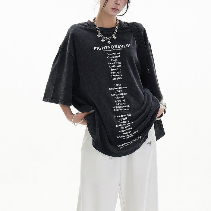 テキストプリント オーバーサイズTシャツ 10198