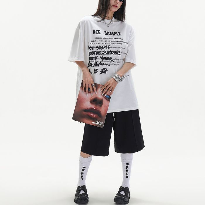 SAMPLEプリント オーバーサイズTシャツ 10197