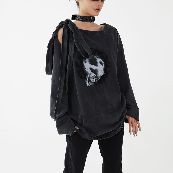 リボンタイ オフショルダー 長袖Tシャツ 10144