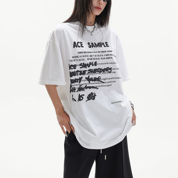 SAMPLEプリント オーバーサイズTシャツ 10197