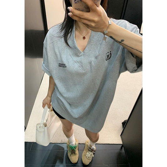 Vネック オーバーサイズTシャツ 10227