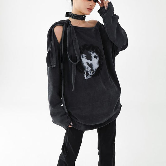 リボンタイ オフショルダー 長袖Tシャツ 10144