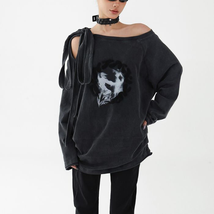 リボンタイ オフショルダー 長袖Tシャツ 10144