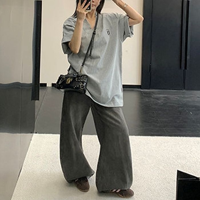 Vネック オーバーサイズTシャツ 10227