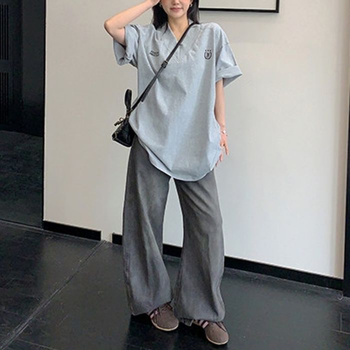 Vネック オーバーサイズTシャツ 10227