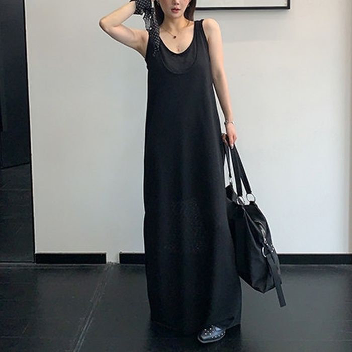 レイヤードデザイン ノースリーブワンピース 10223