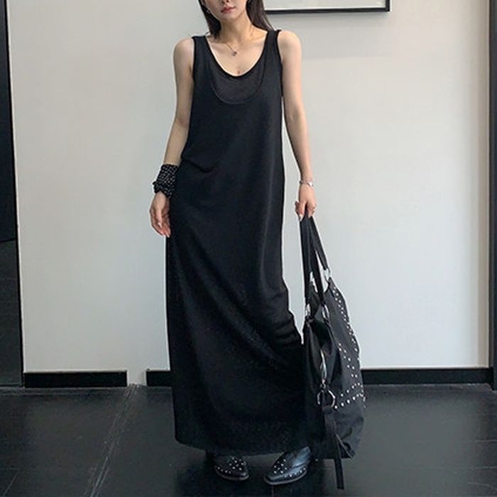 レイヤードデザイン ノースリーブワンピース 10223