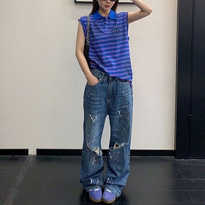 ペイント加工 ダメージジーンズ 10218