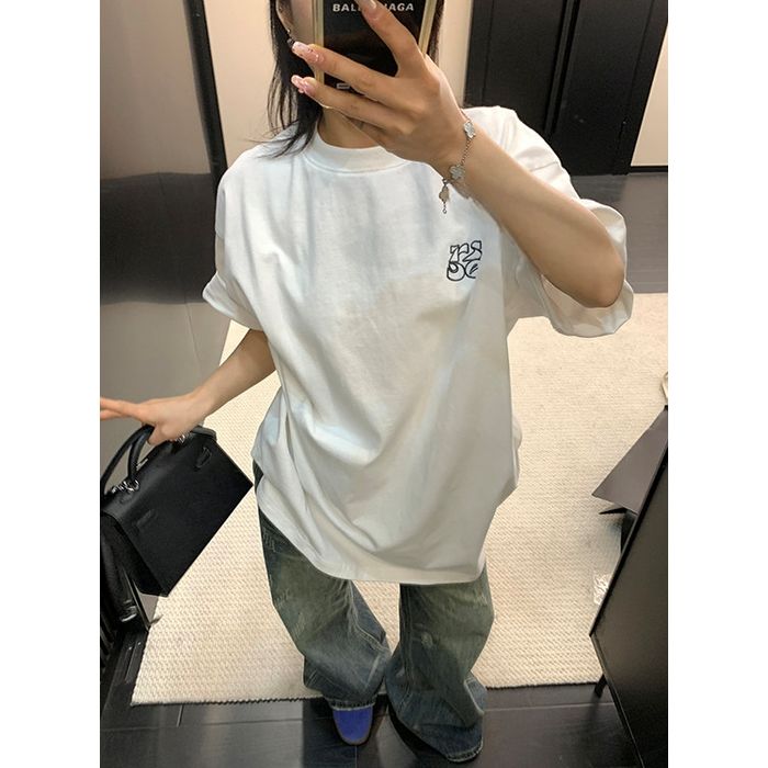 刺繍入り オーバーサイズ Tシャツ 10170