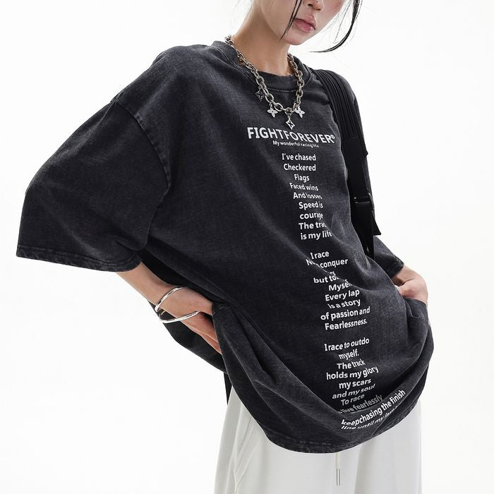 テキストプリント オーバーサイズTシャツ 10198