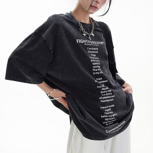 テキストプリント オーバーサイズTシャツ 10198