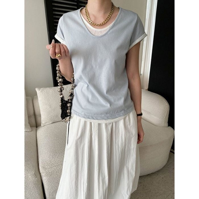 レイヤードデザインTシャツ 10188