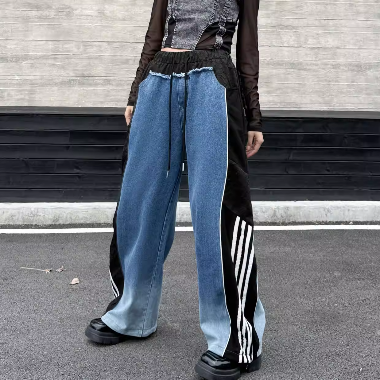 デニム サイドライン トラックパンツ 10013