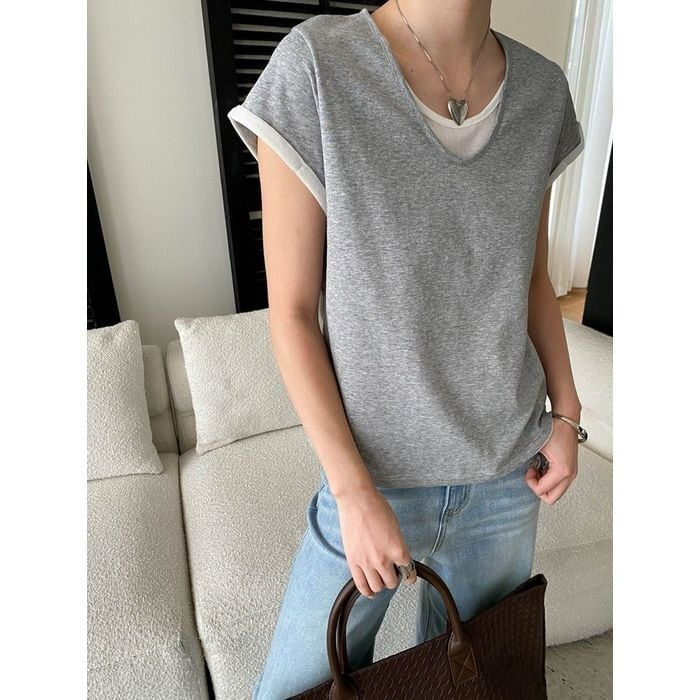レイヤードデザインTシャツ 10188