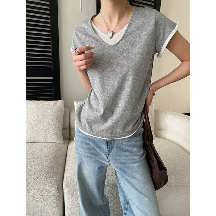 レイヤードデザインTシャツ 10188
