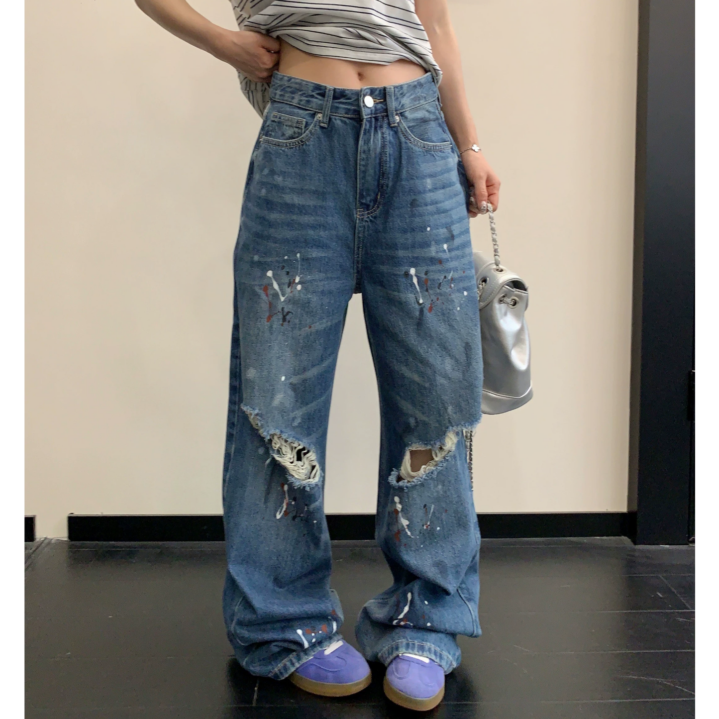 ペイント加工 ダメージジーンズ 10218
